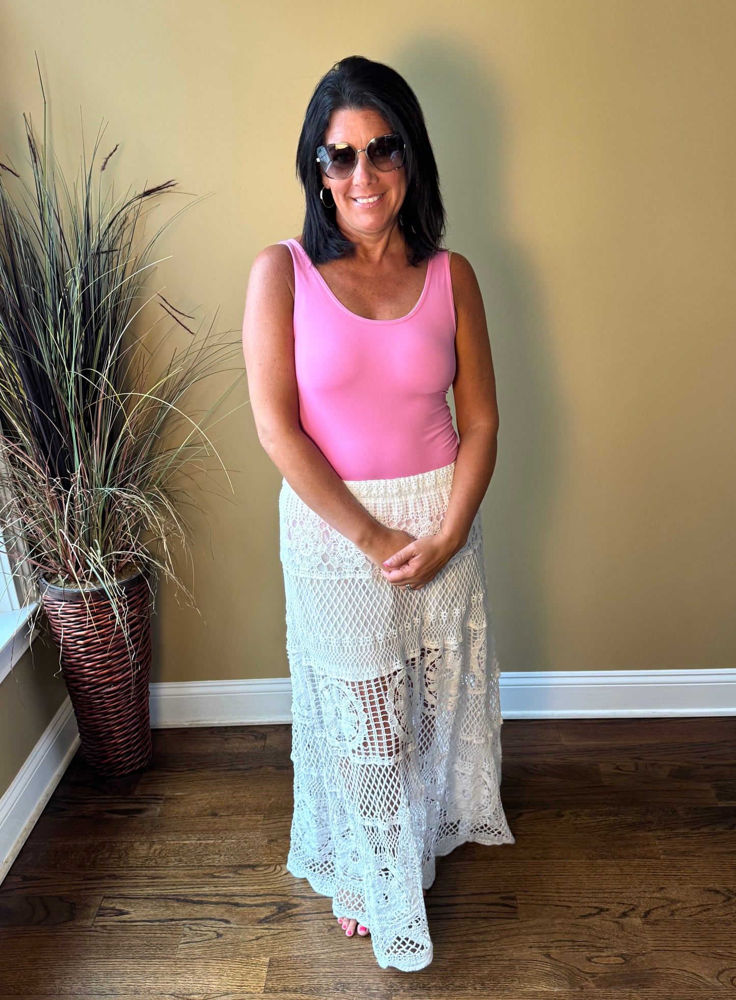 Cayman Crochet Long Flare Skirt