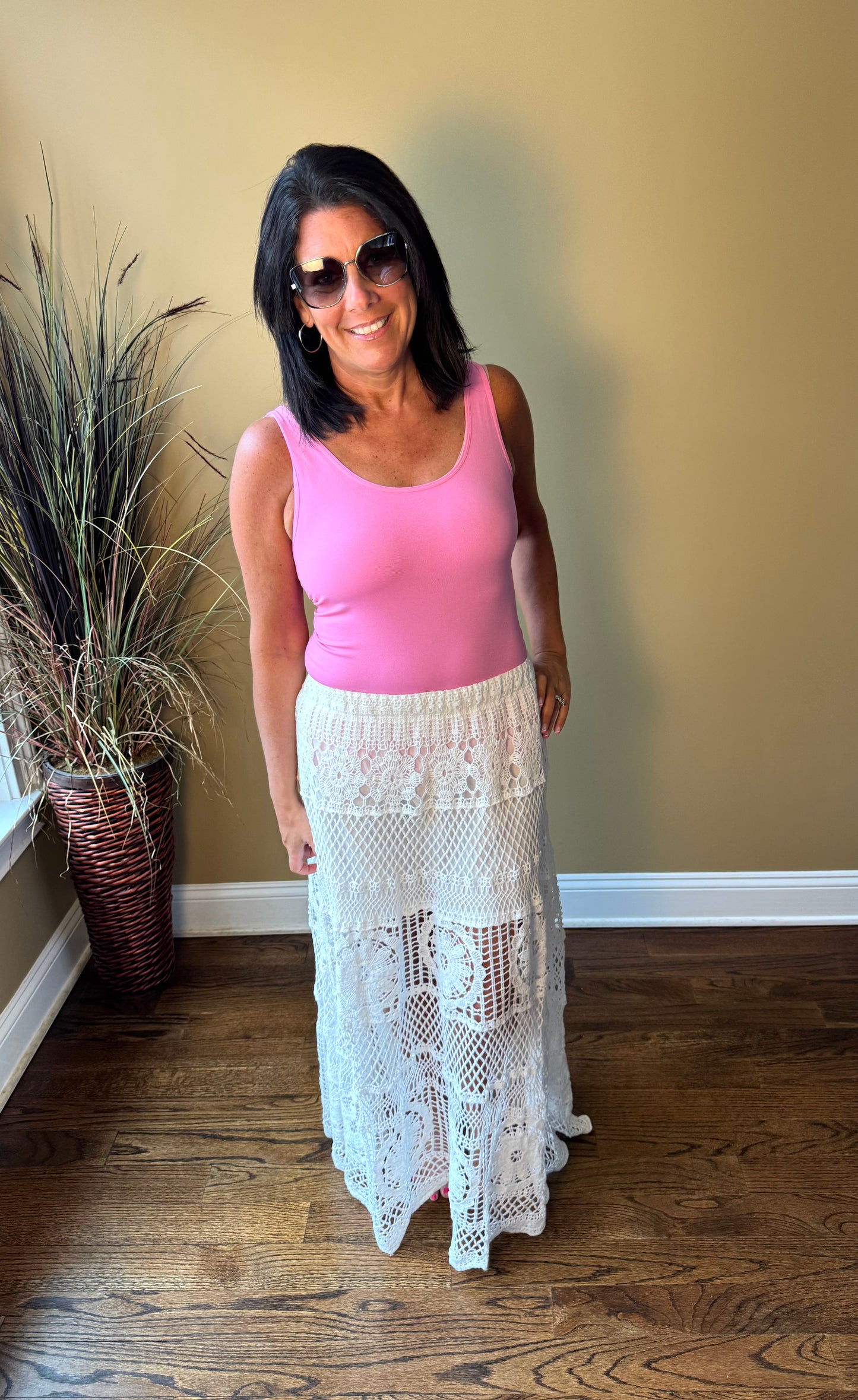 Cayman Crochet Long Flare Skirt