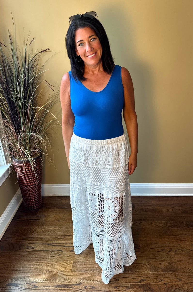 Cayman Crochet Long Flare Skirt