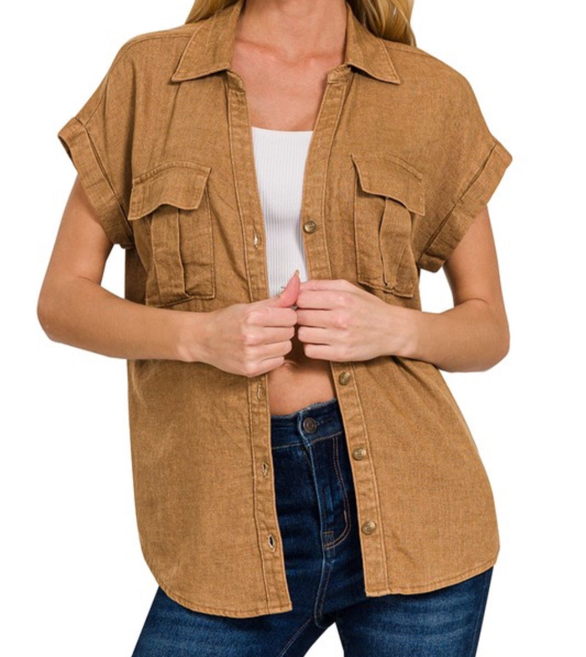 Lovera Linen Shirt/dark camel