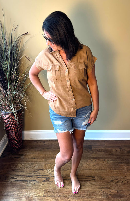 Lovera Linen Shirt/dark camel