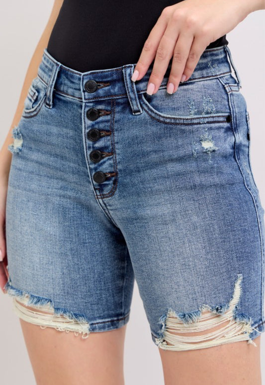 “Wildwood Days” Button Fly Distressed Shorts/Judy Blue