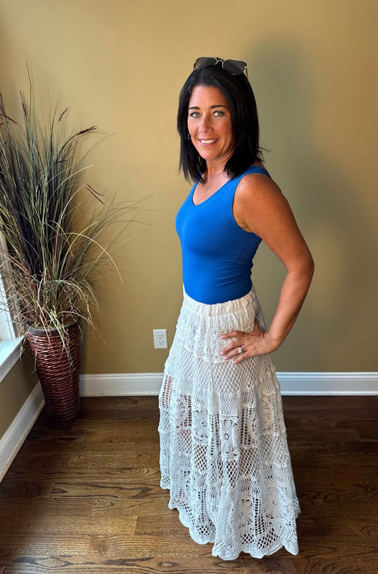 Cayman Crochet Long Flare Skirt