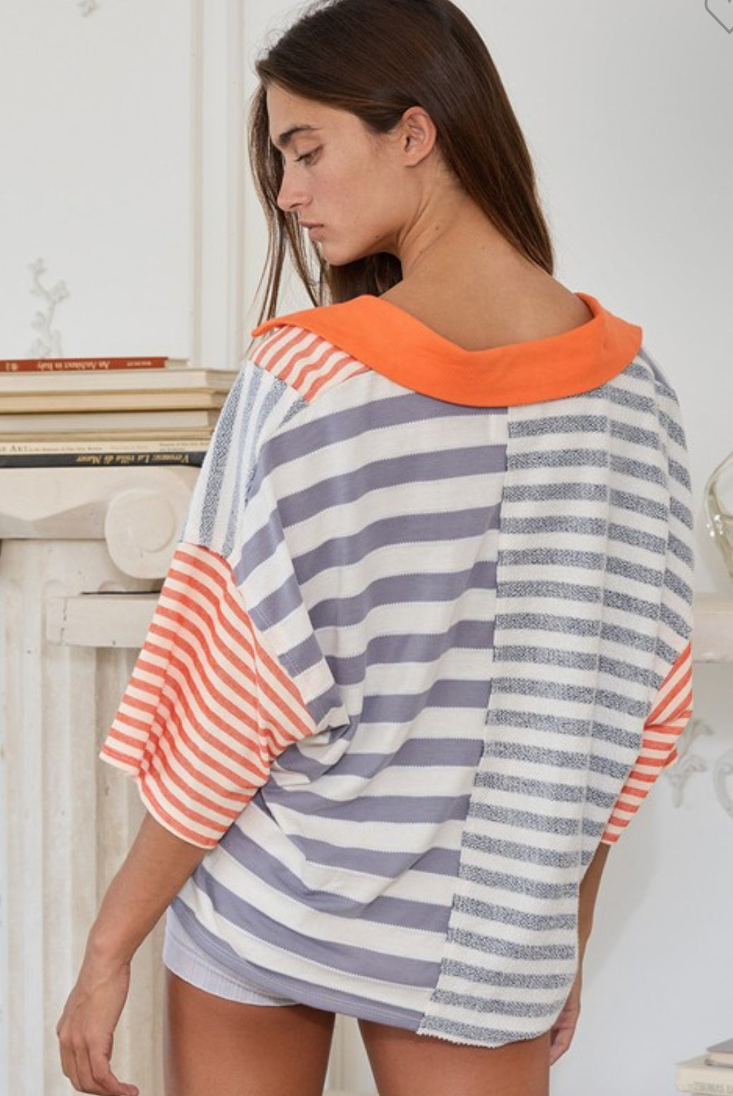 Creamsicle Striped Polo Top