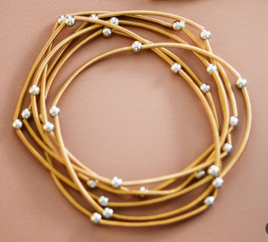 The Sasha Stretchy Layered Guitar String Bracelets Sets/gold