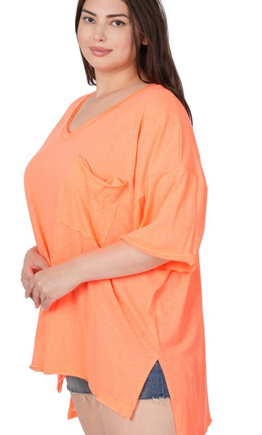 The Perfect Tee/neon coral/plus size