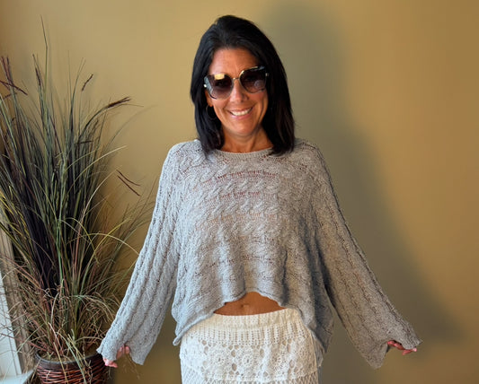 Summer Nights Twisted Cable Top-Gray