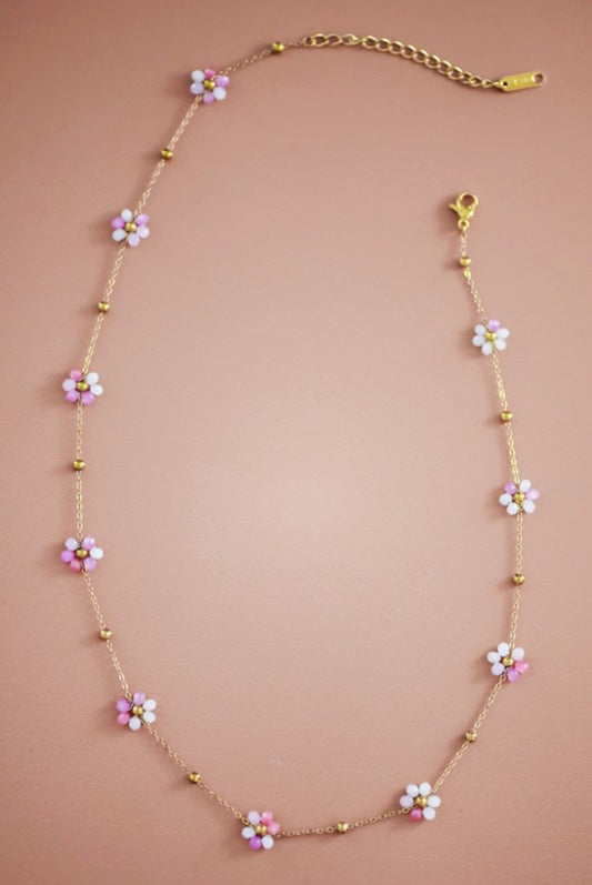 Flower Field Necklace/mixed pink