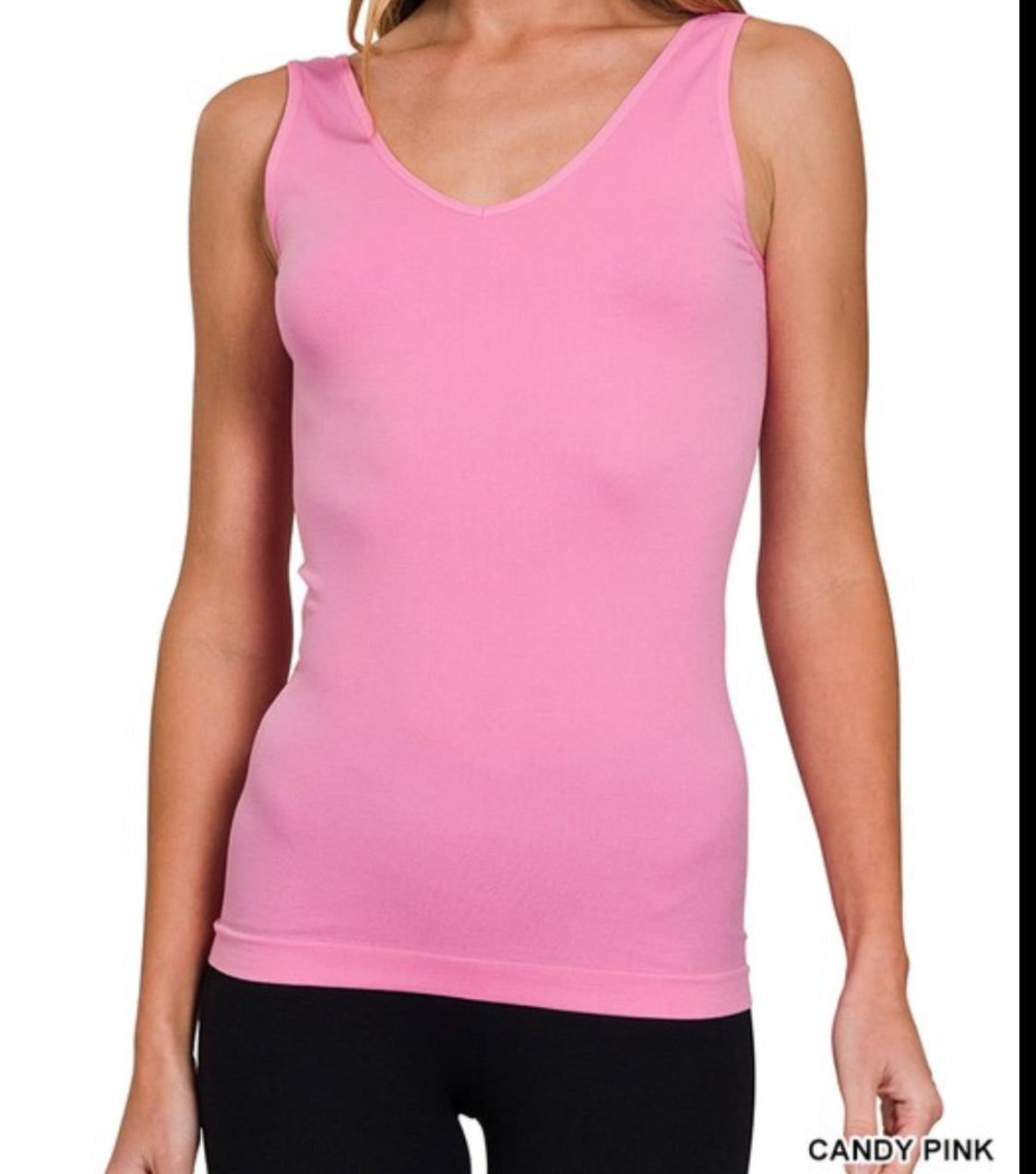 Seamless u or v Neck Tank(white, pink, blue, gray)