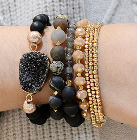 Dazzling Genuine Druzy Bracelet Set