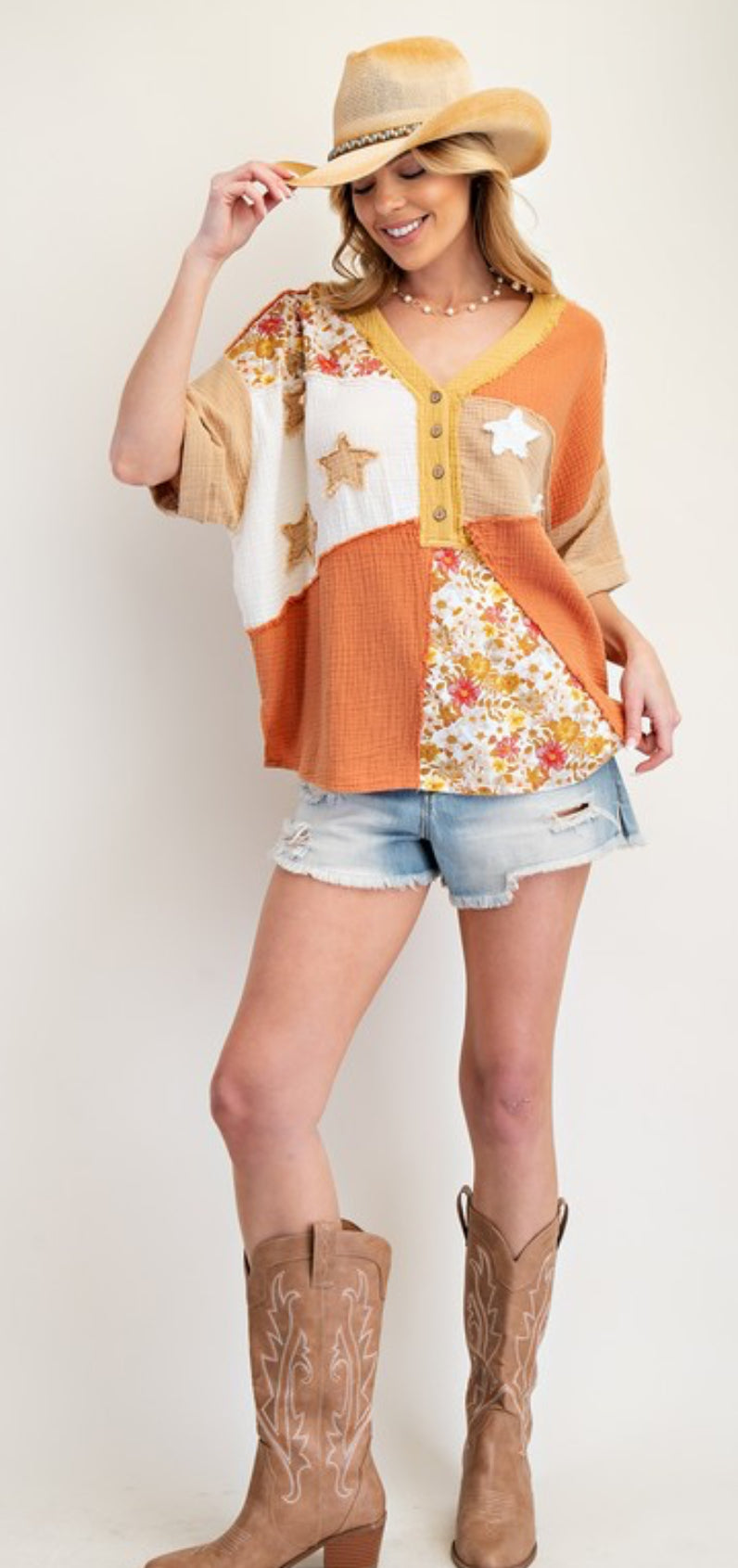 Chai Latte Patchwork Top