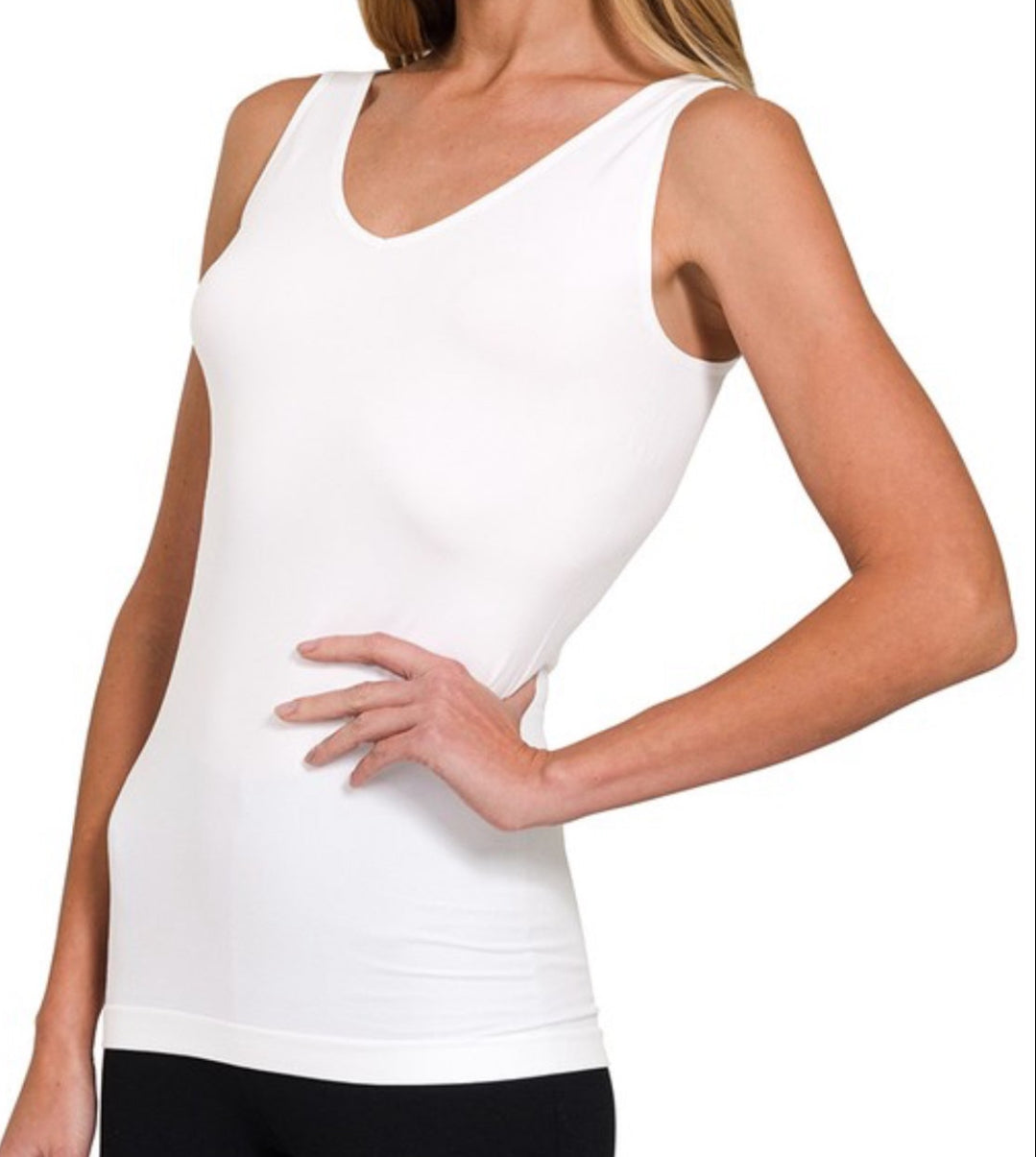 Seamless u or v Neck Tank(white, pink, blue, gray)