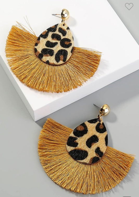 Layla’s Leopard Print Brown Tassel Earrings